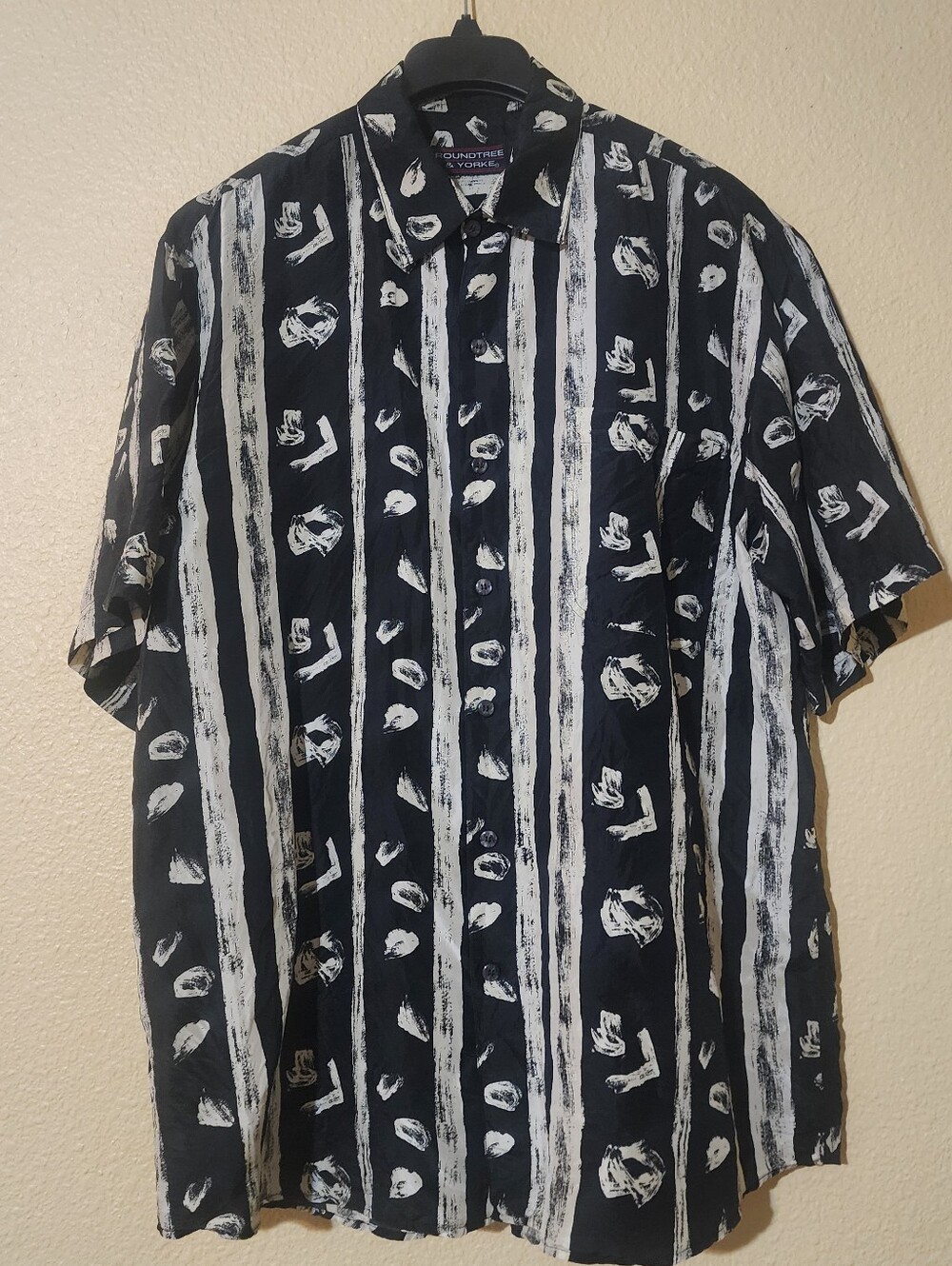 Vintage 90s Roundtree & Yorke 100% Silk Abstract Brushstroke Shirt Men’s Large
